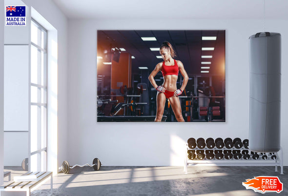 Girl Workout in Gym Photograph Print 100% Australian Made Stretched Canvas Ready to Hang - 2275