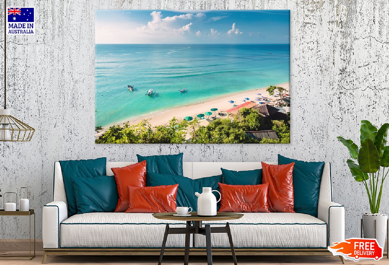 Beach & Resort Aerial Photograph Print 100% Australian Made Stretched Canvas Ready to Hang - 1385