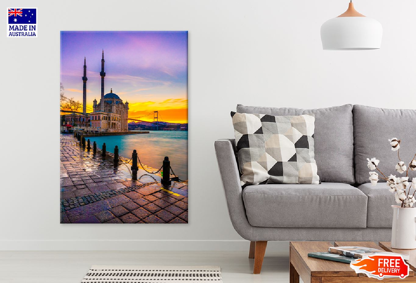 Bosphorus Bridge & Mosque View Print 100% Australian Made Stretched Canvas Ready to Hang - 1486