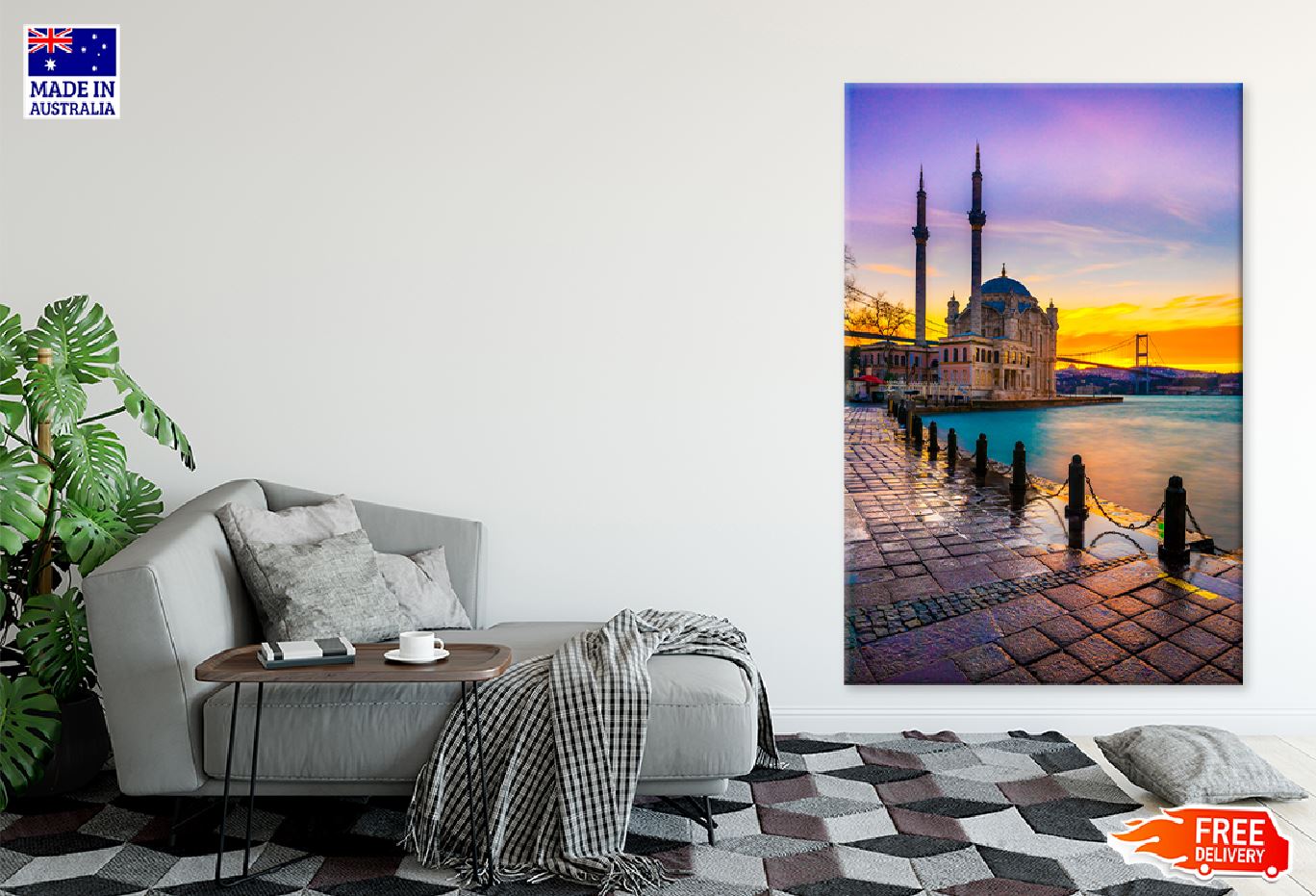 Bosphorus Bridge & Mosque View Print 100% Australian Made Stretched Canvas Ready to Hang - 1486