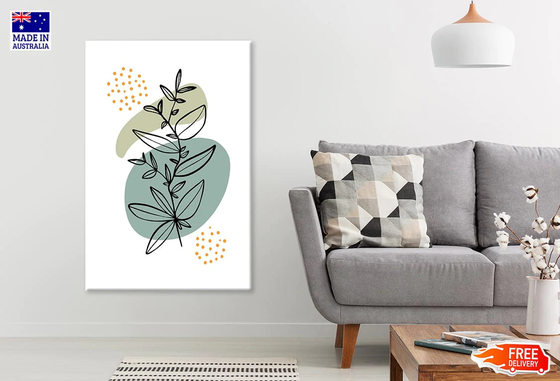 Plant Line Art Design Print 100% Australian Made Stretched Canvas Ready to Hang - 1818