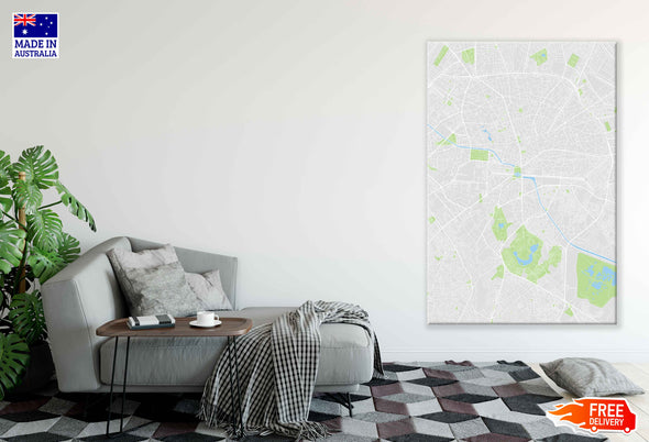 Brussels City Belgium Colored Vector Map Print 100% Australian Made Stretched Canvas Ready to Hang - 2318