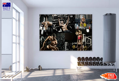 Athletes Workout in Gym Print 100% Australian Made Stretched Canvas Ready to Hang - 2219