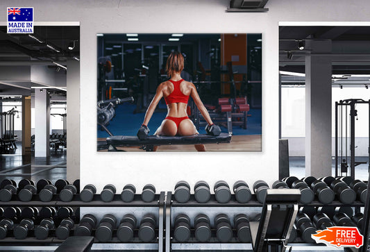 Girl Workout in Gym Photograph Print 100% Australian Made Stretched Canvas Ready to Hang - 2276