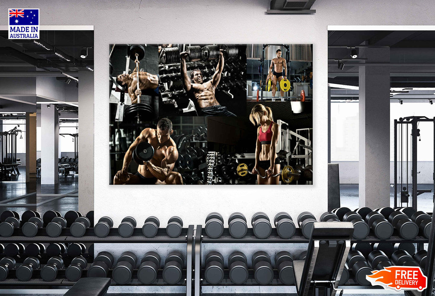 Athletes Workout in Gym Print 100% Australian Made Stretched Canvas Ready to Hang - 2219