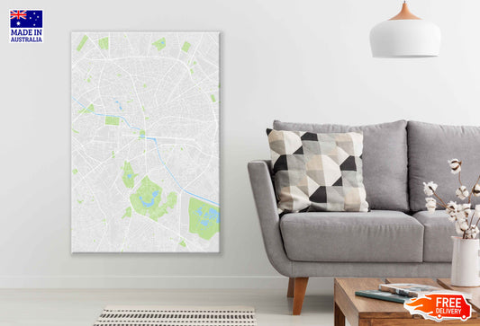 Brussels City Belgium Colored Vector Map Print 100% Australian Made Stretched Canvas Ready to Hang - 2318