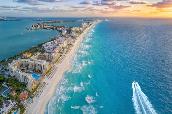 Cancun Beach Aerial View Mexico Print 100% Australian Made Stretched Canvas Ready to Hang - 1386