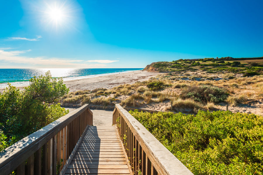 Willunga Beach View Australia Print 100% Australian Made Stretched Canvas Ready to Hang - 1387