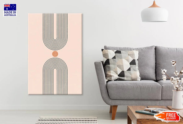 Orange Circle & Black Lines Design Print 100% Australian Made Stretched Canvas Ready to Hang - 1819