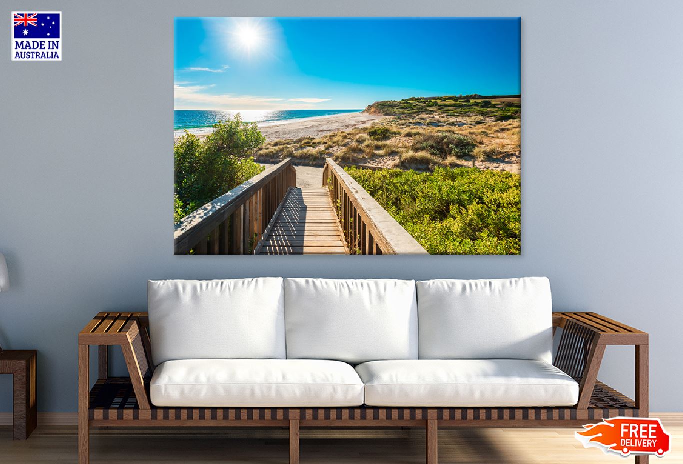 Willunga Beach View Australia Print 100% Australian Made Stretched Canvas Ready to Hang - 1387