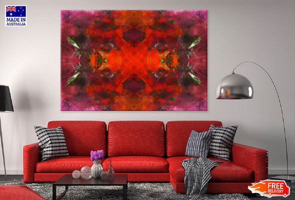 Pink with Red Watercolor Abstract Design Print 100% Australian Made Stretched Canvas Ready to Hang - 1139