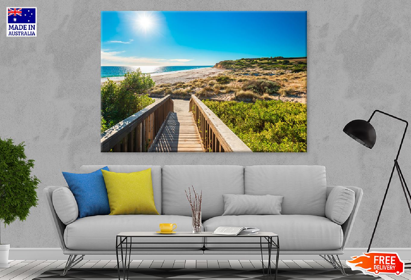 Willunga Beach View Australia Print 100% Australian Made Stretched Canvas Ready to Hang - 1387