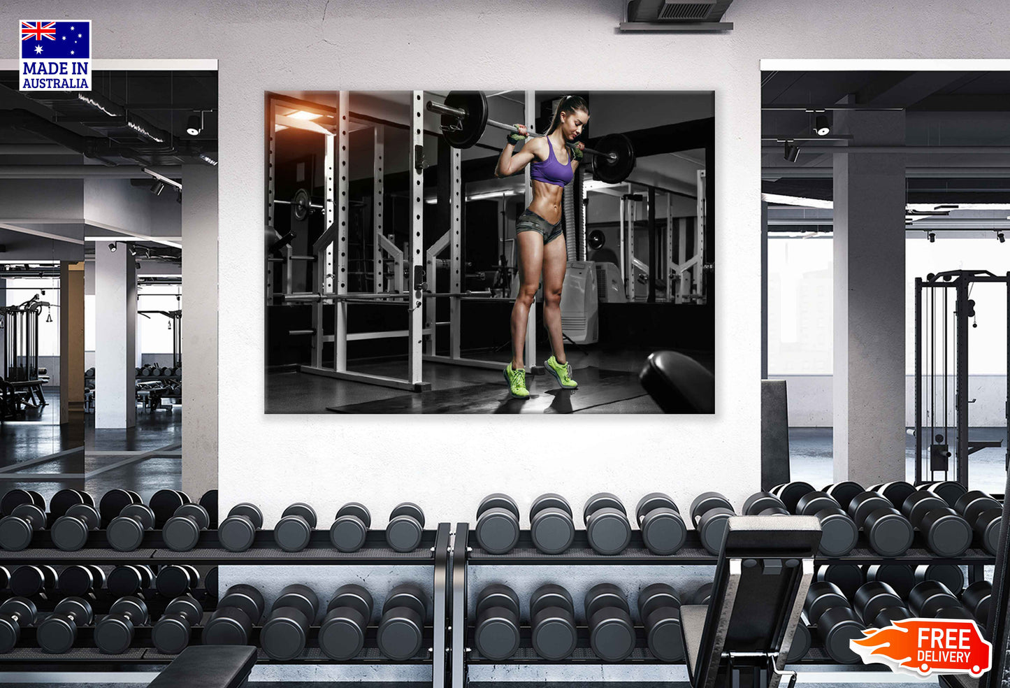 Girl Workout in Gym Photograph Print 100% Australian Made Stretched Canvas Ready to Hang - 2277