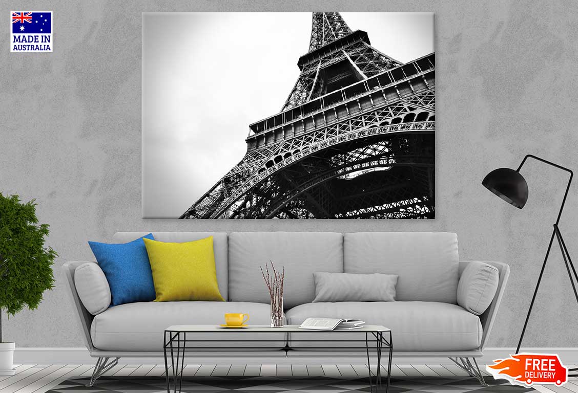 Eiffle Tower Bottom B&W View Print 100% Australian Made Stretched Canvas Ready to Hang - 1488