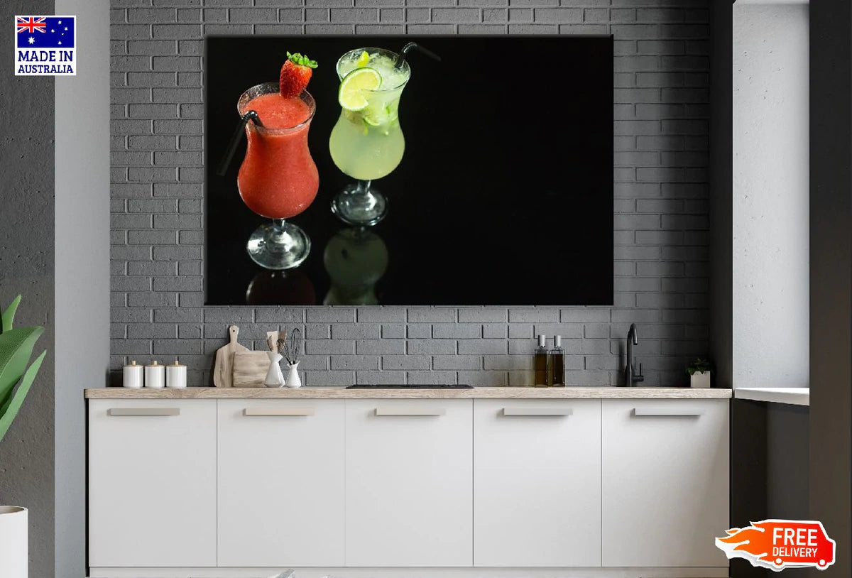 Strawberry Cocktail & Lemon Cocktail Photograph Print 100% Australian Made Stretched Canvas Ready to Hang - 2020