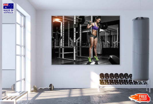 Girl Workout in Gym Photograph Print 100% Australian Made Stretched Canvas Ready to Hang - 2277