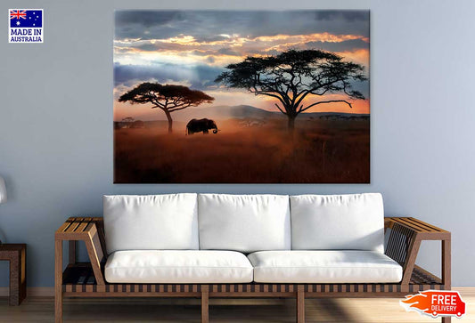 African Elephant Serengeti Park Print 100% Australian Made Stretched Canvas Ready to Hang - 1239