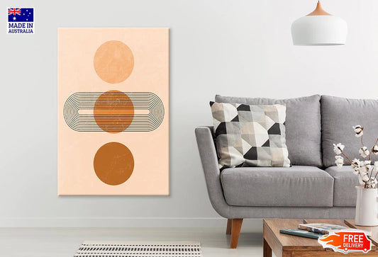 Orange and Brown Circles Black Line Art Print 100% Australian Made Stretched Canvas Ready to Hang - 1820