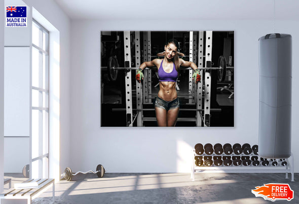 Girl Posing in Gym Photograph Print 100% Australian Made Stretched Canvas Ready to Hang - 2278