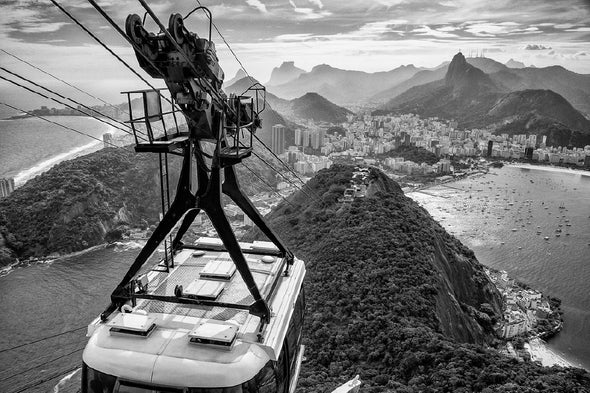 Overhead Cable Car B&W Photograph Print 100% Australian Made Stretched Canvas Ready to Hang - 1489