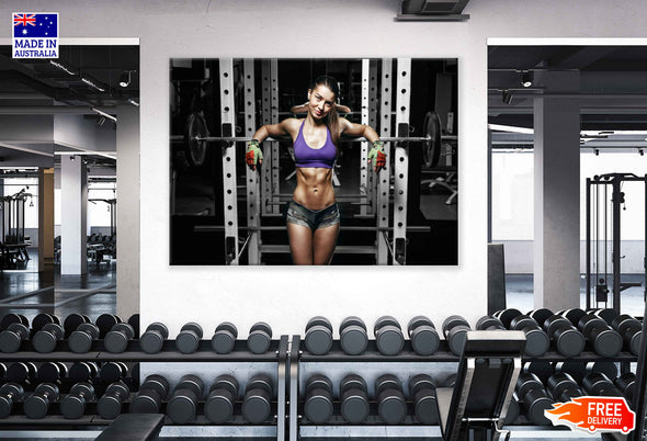 Girl Posing in Gym Photograph Print 100% Australian Made Stretched Canvas Ready to Hang - 2278