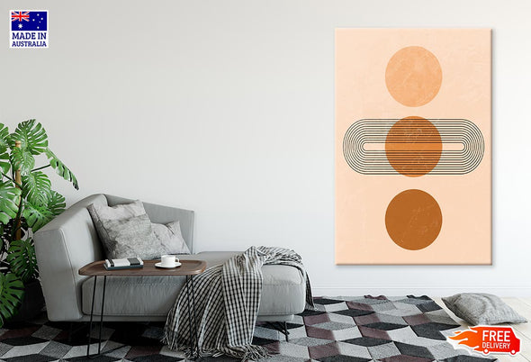 Orange and Brown Circles Black Line Art Print 100% Australian Made Stretched Canvas Ready to Hang - 1820