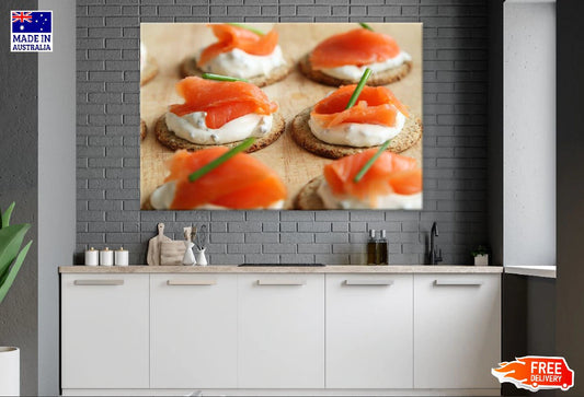 Salmon Canapes Closeup Photograph Print 100% Australian Made Stretched Canvas Ready to Hang - 2021