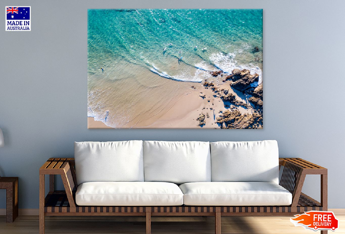 Byron Bay Australia Aerial View Print 100% Australian Made Stretched Canvas Ready to Hang - 1389