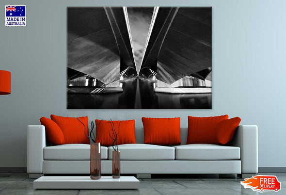 Esplanade Bridge Marina Bay B&W Print 100% Australian Made Stretched Canvas Ready to Hang - 1490