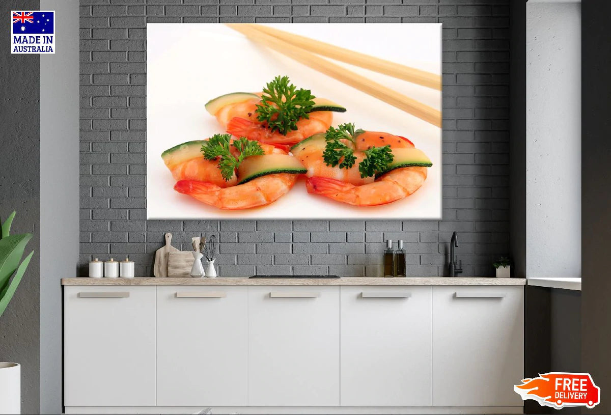 Broiled Prawns Closeup Photograph Print 100% Australian Made Stretched Canvas Ready to Hang - 2022