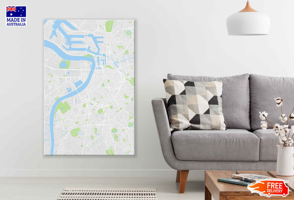 Antwerp City Belgium Detailed Vector Map Print 100% Australian Made Stretched Canvas Ready to Hang - 2321