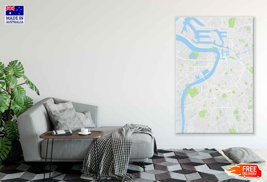 Antwerp City Belgium Detailed Vector Map Print 100% Australian Made Stretched Canvas Ready to Hang - 2321