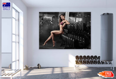 Girl Posing in Gym Photograph Print 100% Australian Made Stretched Canvas Ready to Hang - 2279