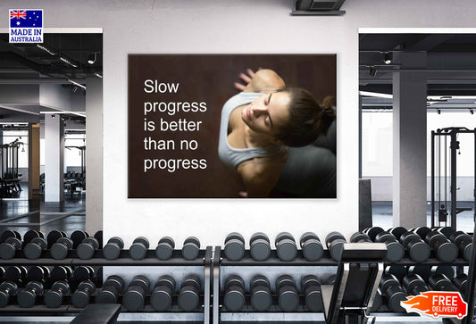 Gym Motivation Quote & Girl Photograph Print 100% Australian Made Stretched Canvas Ready to Hang - 2244