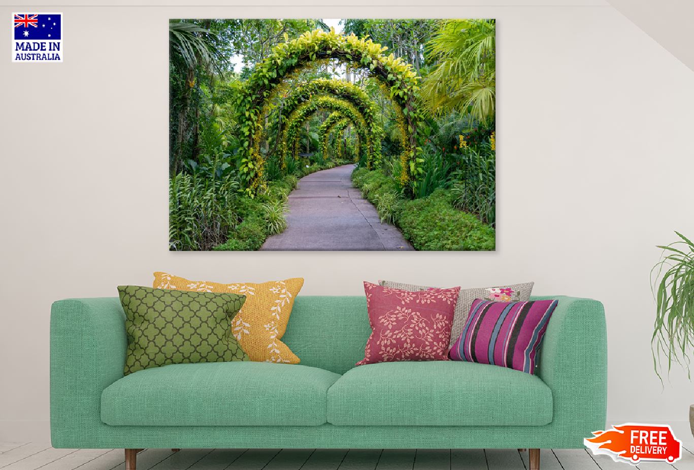 Footpath in Garden Photograph Print 100% Australian Made Stretched Canvas Ready to Hang - 1042