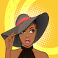 African Girl with Hat Illustration Pop Arts & Comic Poster Print 100% Australian Made Stretched Canvas Ready to Hang - 2123
