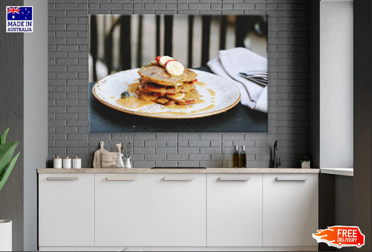 Pancake Sauce Dessert Fruits Photograph Print 100% Australian Made Stretched Canvas Ready to Hang - 2023