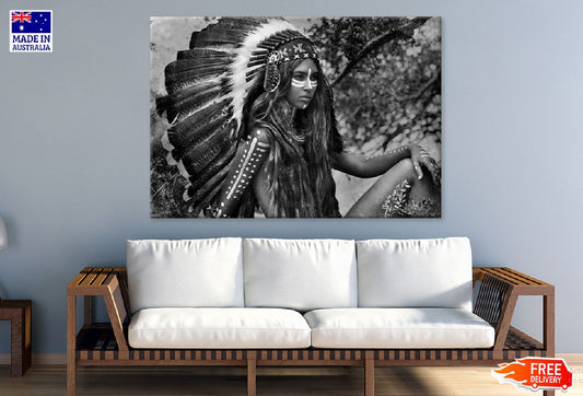 Indian Woman Hunter B&W Photograph  Print 100% Australian Made Stretched Canvas Ready to Hang - 1923