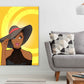 African Girl with Hat Illustration Pop Arts & Comic Poster Print 100% Australian Made Stretched Canvas Ready to Hang - 2123
