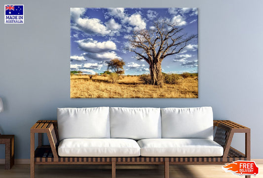 Dead Tree in Savanna Plains View Print 100% Australian Made Stretched Canvas Ready to Hang - 1721