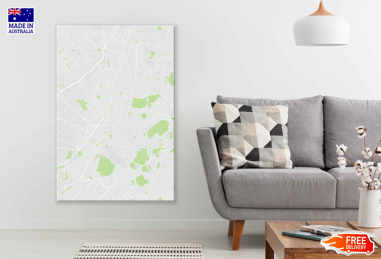 Athens City Greece Detailed Vector Map Detailed Print 100% Australian Made Stretched Canvas Ready to Hang - 2323