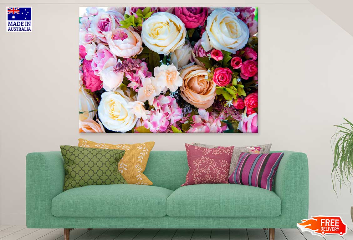 Flowers & Plants Bouquet View Print 100% Australian Made Stretched Canvas Ready to Hang - 1592