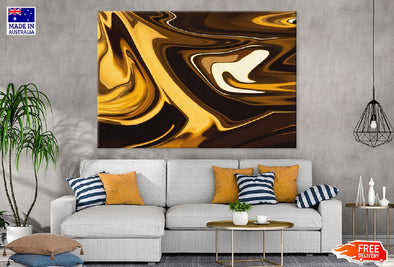 Brown Gold & Yellow Abstract Art Print 100% Australian Made Stretched Canvas Ready to Hang - 1143