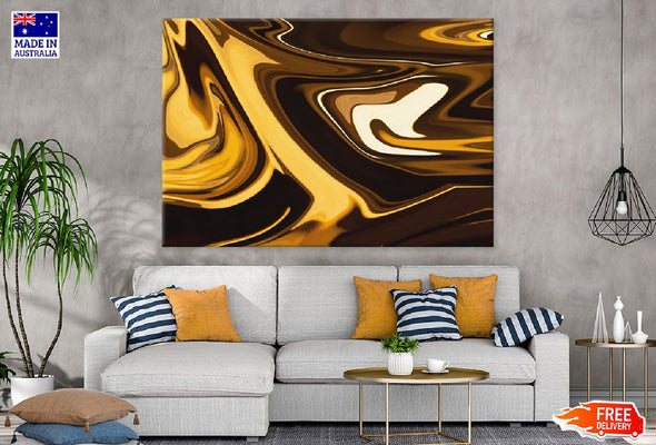 Brown Gold & Yellow Abstract Art Print 100% Australian Made Stretched Canvas Ready to Hang - 1143