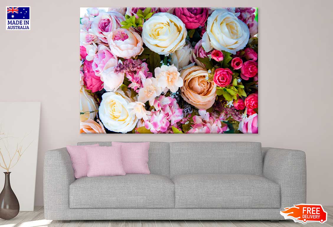 Flowers & Plants Bouquet View Print 100% Australian Made Stretched Canvas Ready to Hang - 1592