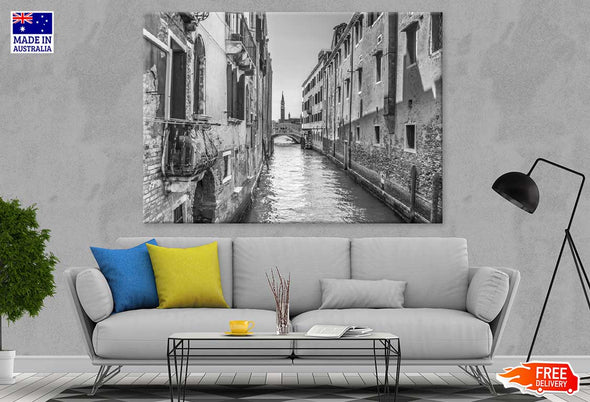 Venice Italy B&W Photograph Print 100% Australian Made Stretched Canvas Ready to Hang - 1492