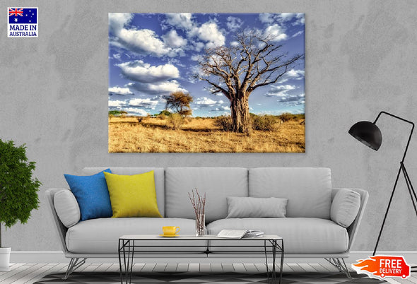 Dead Tree in Savanna Plains View Print 100% Australian Made Stretched Canvas Ready to Hang - 1721