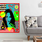 Girl & Abstract Shapes Vector Pop Arts & Comic Poster Print 100% Australian Made Stretched Canvas Ready to Hang - 2124