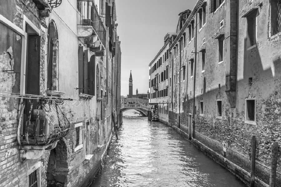 Venice Italy B&W Photograph Print 100% Australian Made Stretched Canvas Ready to Hang - 1492