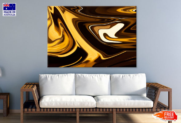 Brown Gold & Yellow Abstract Art Print 100% Australian Made Stretched Canvas Ready to Hang - 1143